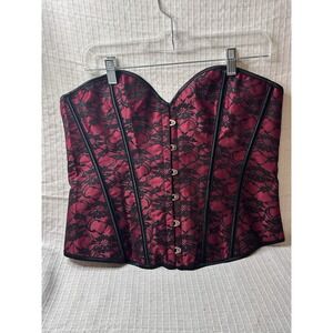 Red and Black Corset Adjustable Sexy Playful Mistress Elegant Size XL
